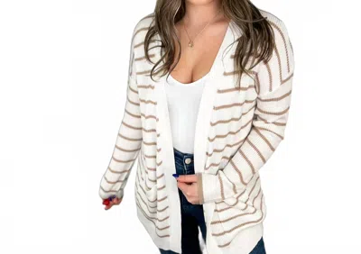Be Cool Knit Stripes Long Sleeve Cardigan In Brown In Multi