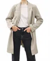 Be Cool Light Chevron Pattern Double Button Coat In Earth Grey In Gray