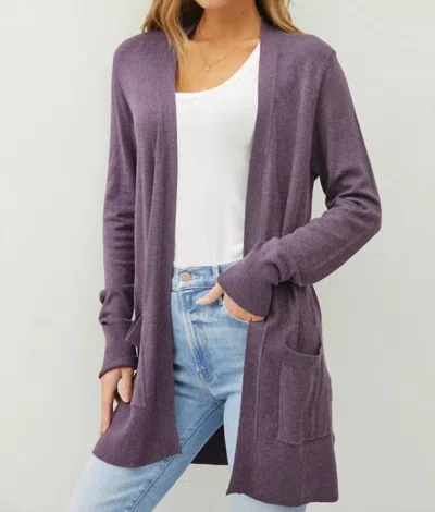 Be Cool Lightweight Cardigan In Eggplant In Burgundy