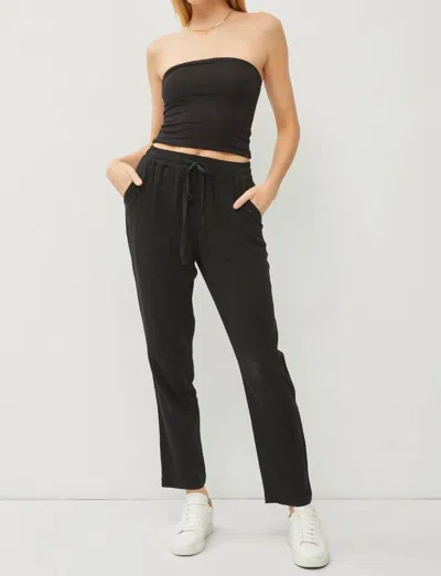 Be Cool Linen Drawstring Joggers In Black