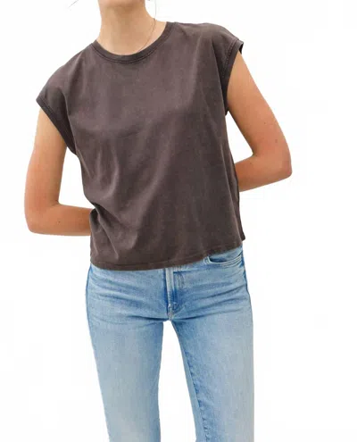 Be Cool Linny Acid Wash Cap Tee In Charcoal In Pink