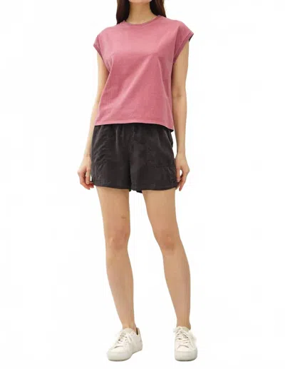 Be Cool Linny Acid Wash Cap Tee In Coral In Pink