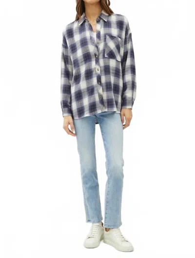 Be Cool Oversized Ultra Soft Flannel Shirt In Blue In Metallic