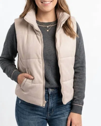 Be Cool Puffer Vest With Zipper Closure In Beige In Brown
