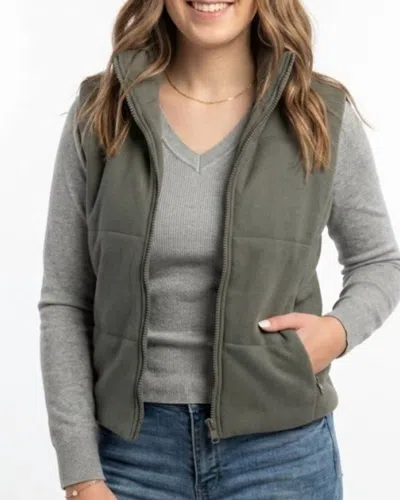 Be Cool Puffer Vest With Zipper Closure In Olive In Green