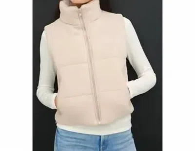 Be Cool Puffer Vest With Zipper In Beige