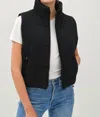 Be Cool Puffer Vest With Zipper In Black In Black