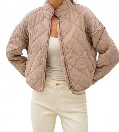 Be Cool Quilt Crop Jacket In Beige In Brown