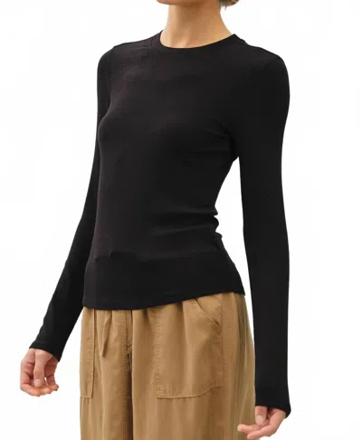 Be Cool Raina Longsleeve Crewneck Top In Black