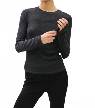 Be Cool Raina Longsleeve Crewneck Top In Charcoal In Black