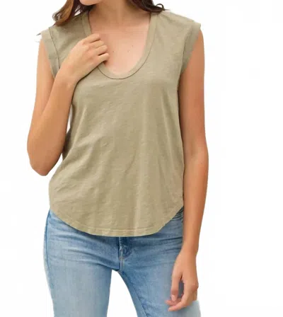 Be Cool Rhonnie Cap Sleeve Top In Sage In Gray