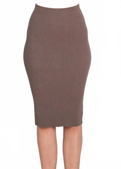 Be Cool Ribbed Knit Sweater Skirt In Dark Taupe In Brown