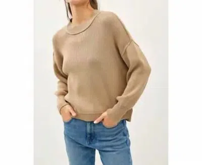 Be Cool Ribbed Knit Sweater With Raw Seam Details In Taupe In Grey
