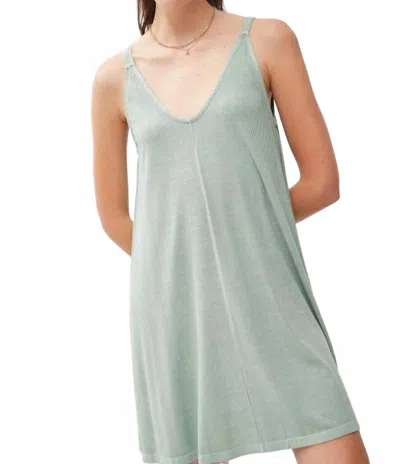 Be Cool Ribbed V-neck Knit Mini Dress In Sage In Green