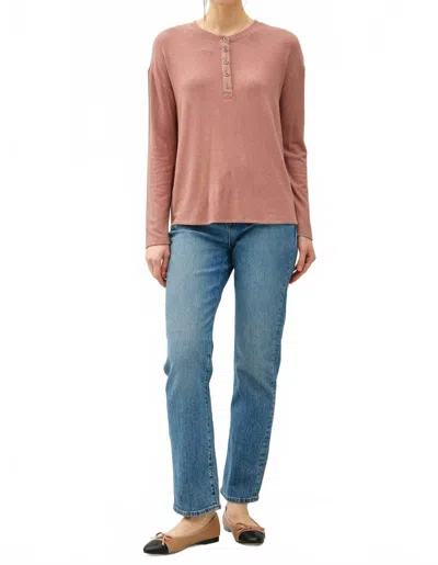 Be Cool Sarah Hacci Henley Top In Marsala In Pink