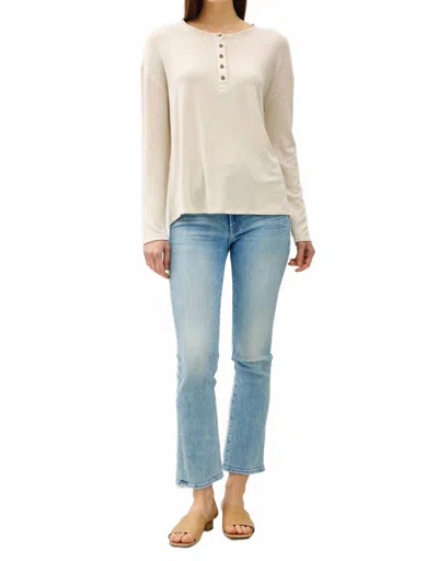 Be Cool Sarah Hacci Henley Top In Oatmeal In White