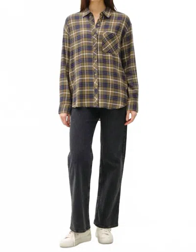 Be Cool Scottish Plaid Classic Flannel Shirt In Olive In Multi