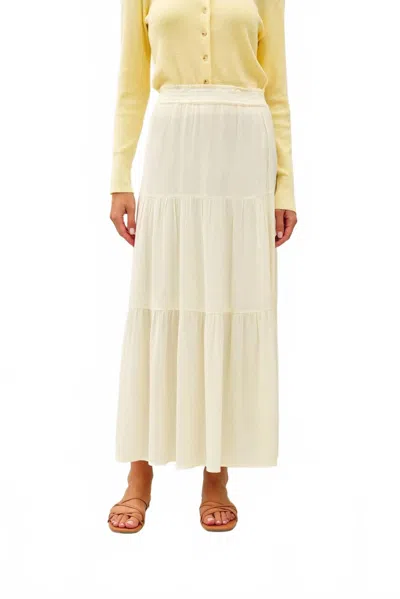 Be Cool Sienna Smocked Maxi Skirt In White In Gold