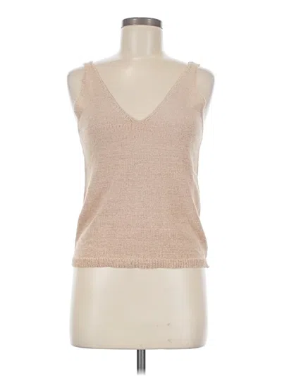 Pre-owned Be Cool Sleeveless Top Tan V-neck Tops