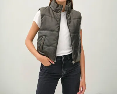 Be Cool Sofie Faux Leather Vest In Black In Brown