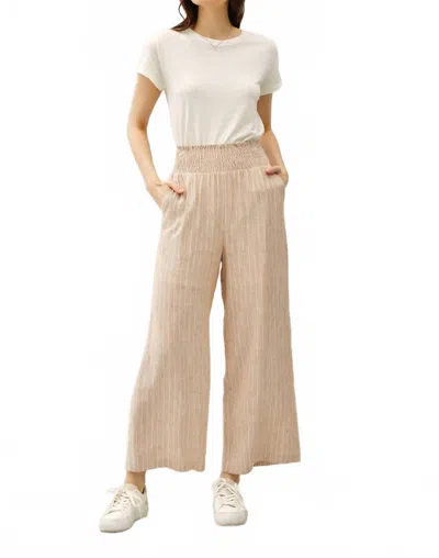 Be Cool Striped Linen Blend Wide Leg Pants In Almond In Neutral