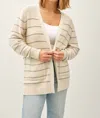 Be Cool Striped Open-front Cardigan Curvy In Beige In Neutral