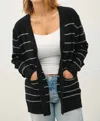 Be Cool Striped Open-front Cardigan Curvy In Black In Black