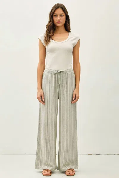 Be Cool Striped Wide Leg Pants In Spruce In Gray