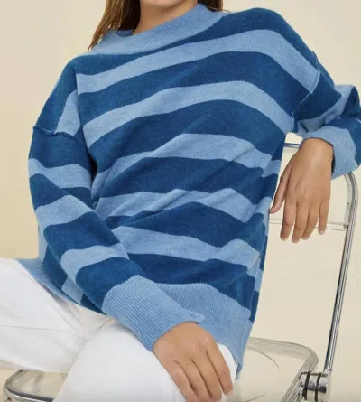Be Cool Teal Striped Sweater In Blue