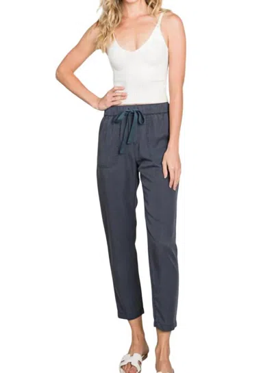 BE COOL TENCEL DRAWSTRING POCKET PANT IN CHARCOAL BLUE