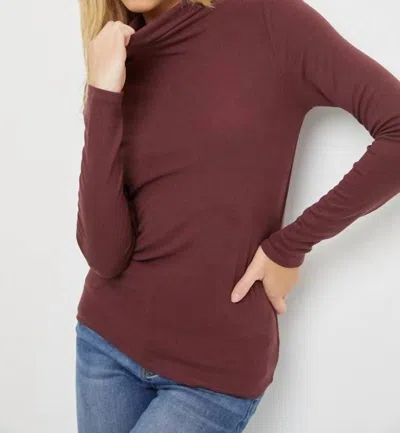 Be Cool Turtle Neck Knit Top In Merlot In Red