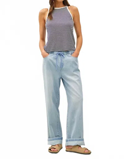 Be Cool Ultra Comfy Pull On Wide Leg Pants In Light Denim In Blue
