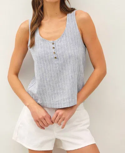 Be Cool Victoria Linen Blend Tank Top In Denim In Blue