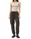 Be Cool Women's Cargo Tencel Joggers In Charcoal In Brown
