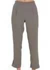 Be Cool Women's Mid Rise Pants With Elastic Waist And Side Pockets In Grey In Grey