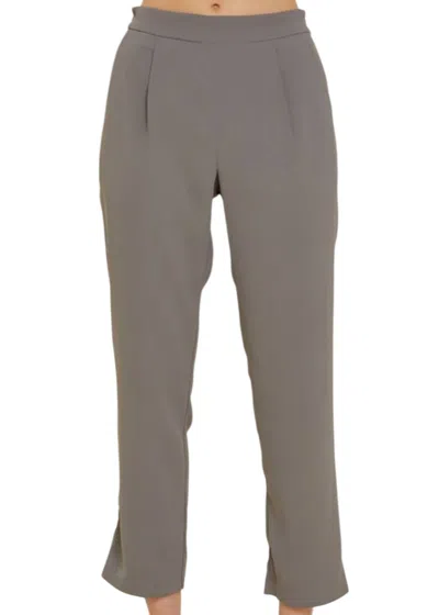 Be Cool Women's Mid Rise Pants With Elastic Waist And Side Pockets In Grey