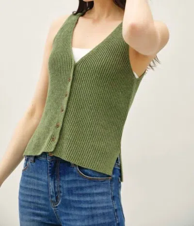 Be Cool Wool Blend Sweater Vest In Spruce - Hoc Autumn In Green