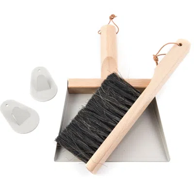 Be Home Andree Jardin Mr & Mrs Clynk Hand Brush, Dustpan, And Wall Hooks Set In Gray