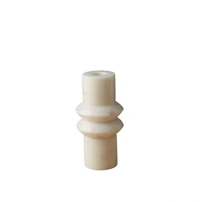Be Home Aruna Marble Candlestick Holder, Short In White