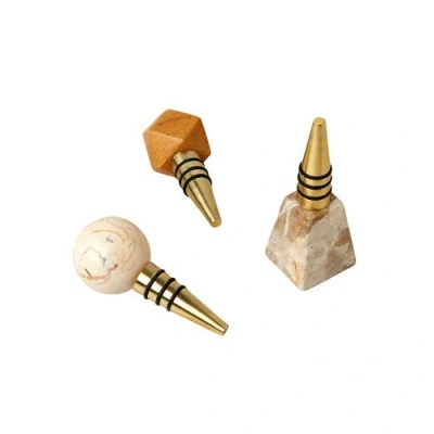 Be Home Assorted Marble Bottle Stoppers In Brown