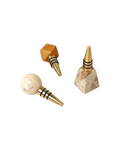 Be Home Assorted Marble Bottle Stoppers, Set Of 3 In Gift Box In Multi