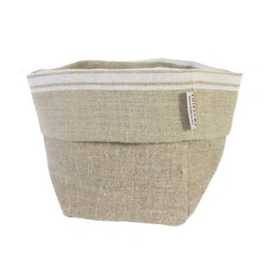 Be Home Belgian Linen Bread Basket In Green