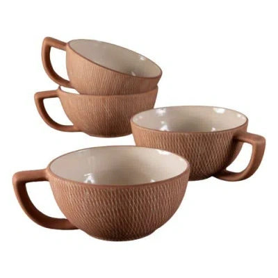 Be Home Crosshatch Latte Mugs In Brown