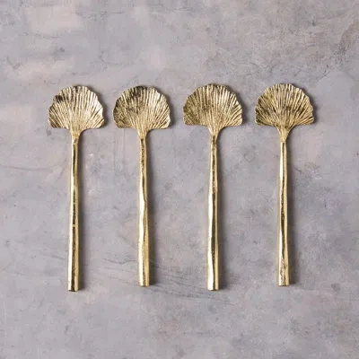 Be Home Gingko Mini Spoons, Gold, Set Of 4