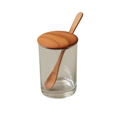 Be Home Glass Cellar With Teak Lid & Spoon In Multi