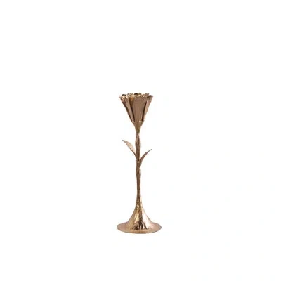 Be Home Gold Floral Candleholder, Medium