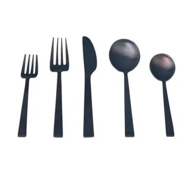 Be Home Hammered Black Flatware Set