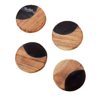 Be Home Helena Marble Round Coasters In Multi