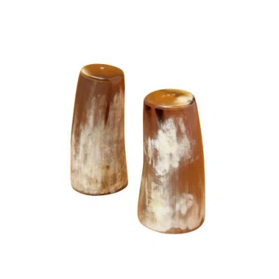 Be Home Horn Salt & Pepper Set, Large In Brown