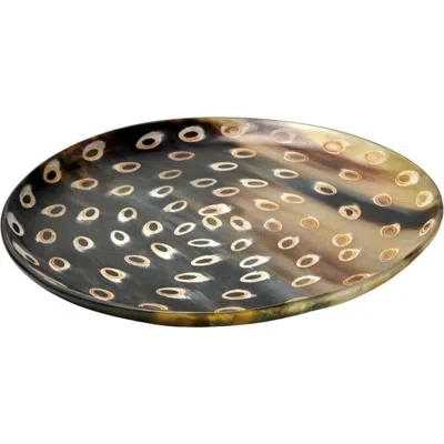 Be Home Horn Side Peacock Plate In Brown